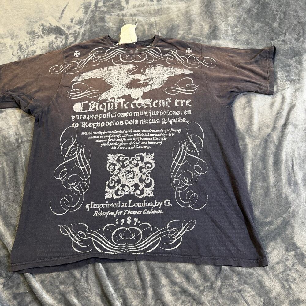VTG Structure Premium Gothic Graphic T-shirt Men XL Y2K Distressed Black Faded